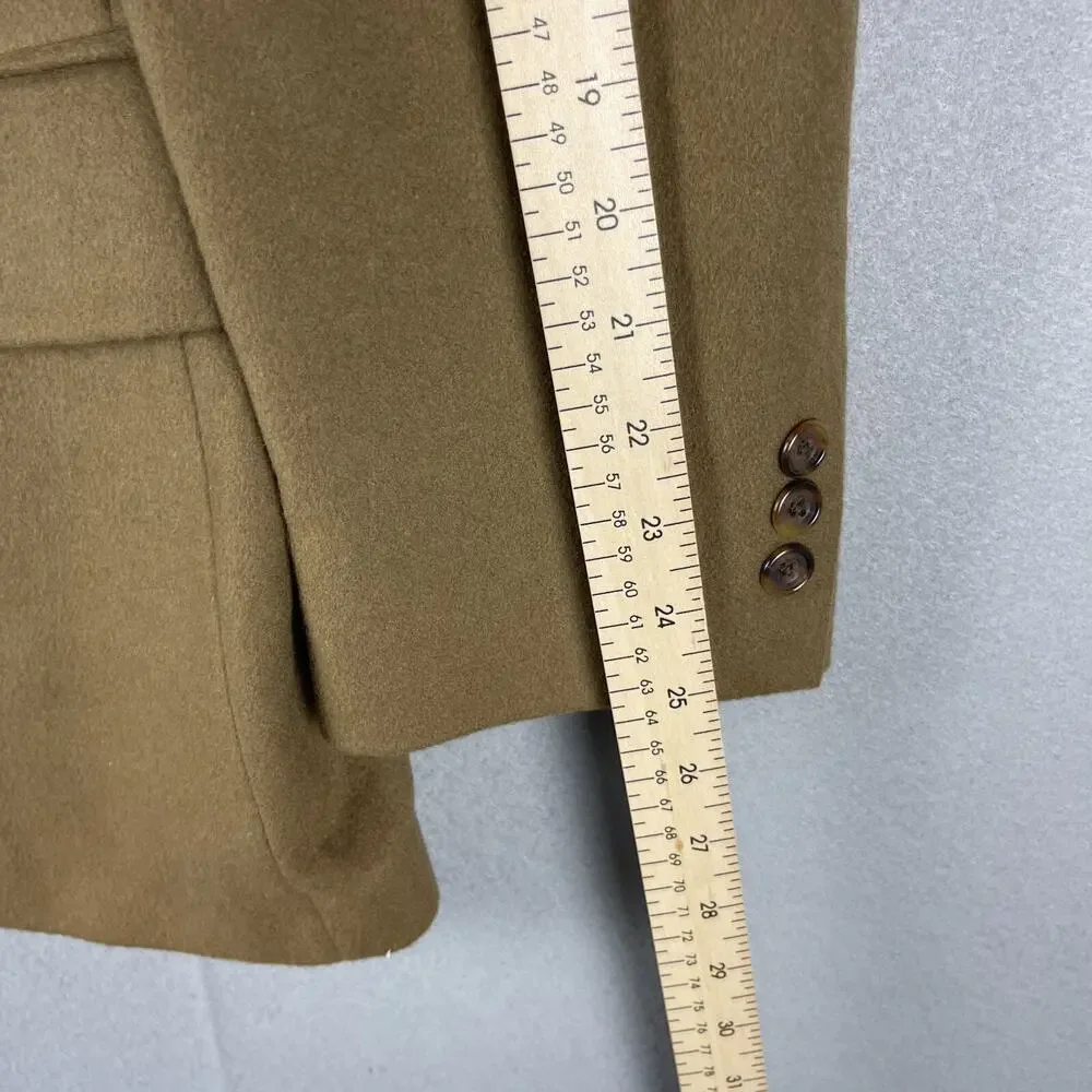 VTG Rogers Scott Cashmere Blazer Sport Coat Mens 44R Tan USA Made Career